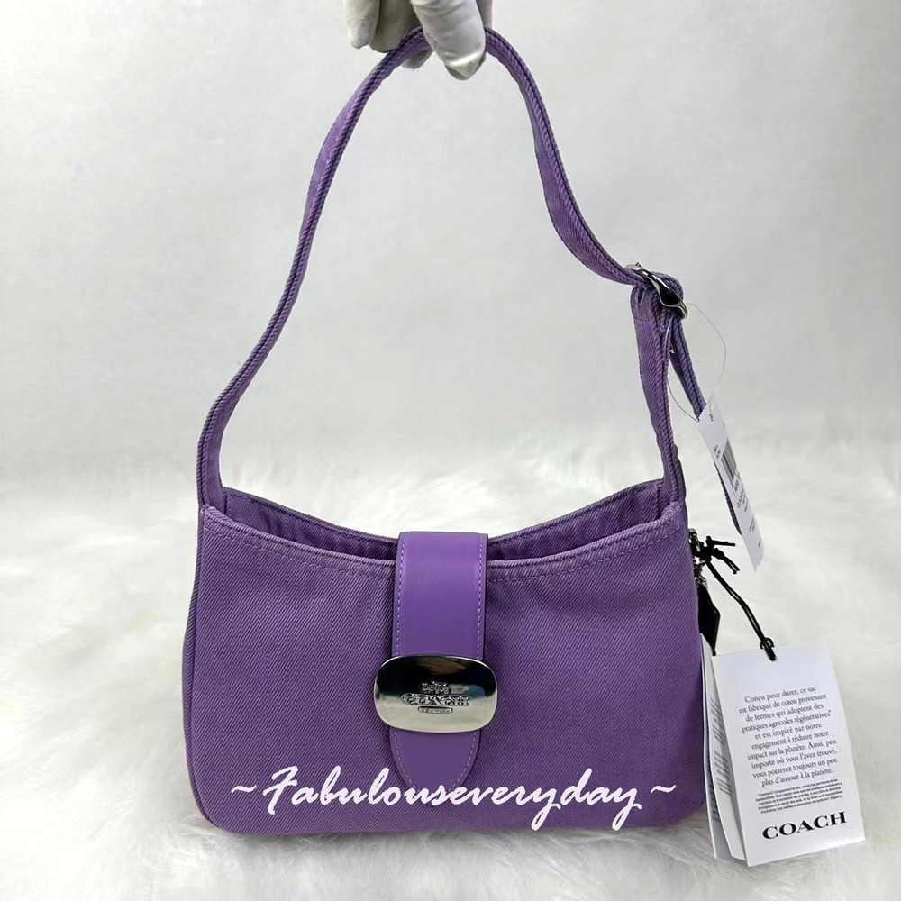 Coach Eliza Shoulder Bag In Denim/Silver/Iris CBR14 NWT
